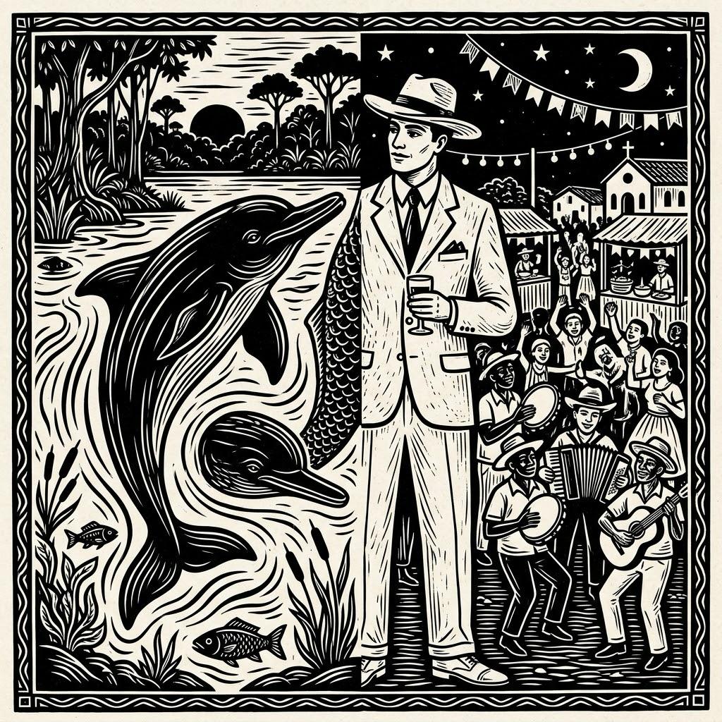 Cordel woodcut illustration of Boto