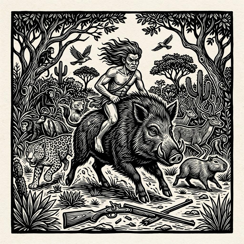 Cordel woodcut illustration of Caapora