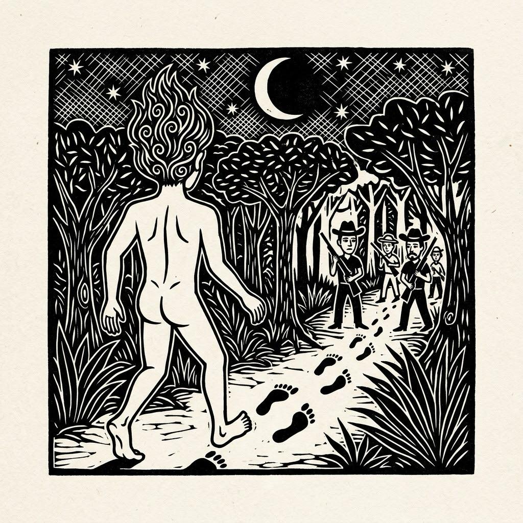 Cordel woodcut illustration of Curupira