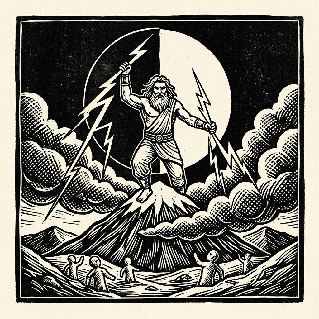 Cordel woodcut illustration of Tupã